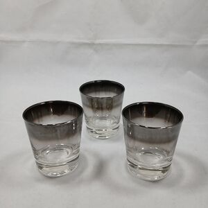 Set of Three (3) Antique Top Smoked Glass Bar Glasses